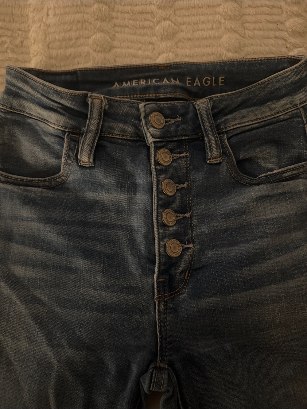 American Eagle Outfitters women’s Dark Blue Skinny Jeans with Button Fly
